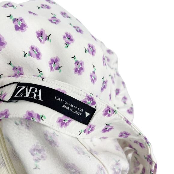 Zara Ditsy Floral Midi Skirt Side Slit Summer Size Medium - Picture 5 of 9